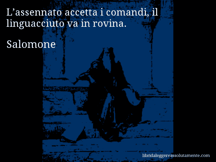 Aforisma di Salomone : L’assennato accetta i comandi, il linguacciuto va in rovina.