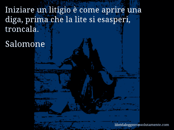 Aforisma di Salomone : Iniziare un litigio è come aprire una diga, prima che la lite si esasperi, troncala.