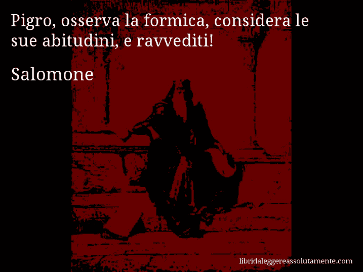 Aforisma di Salomone : Pigro, osserva la formica, considera le sue abitudini, e ravvediti!