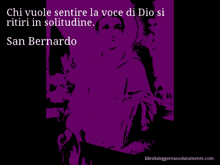 Aforisma di San Bernardo : Chi vuole sentire la voce di Dio si ritiri in solitudine.