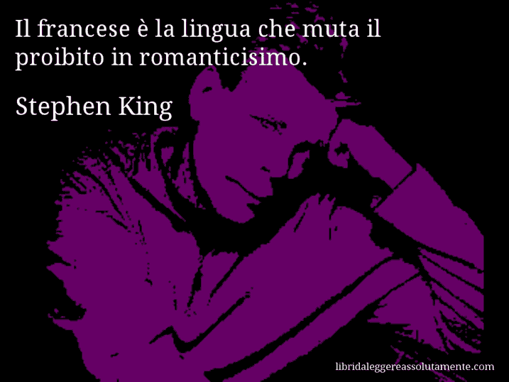 Aforisma di Stephen King : Il francese è la lingua che muta il proibito in romanticisimo.