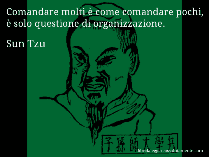 Aforisma di Sun Tzu : Comandare molti è come comandare pochi, è solo questione di organizzazione.
