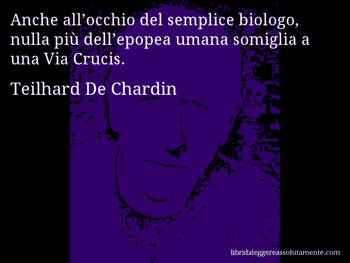 Aforisma di Teilhard De Chardin : Anche all’occhio del semplice biologo, nulla più dell’epopea umana somiglia a una Via Crucis.