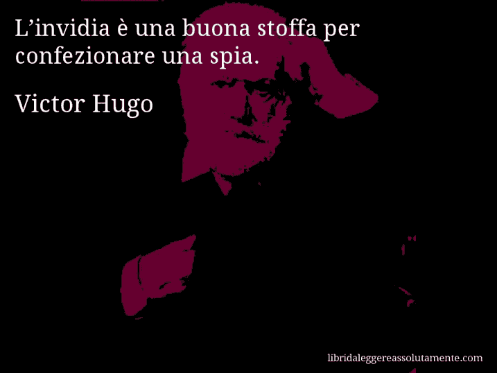 Aforisma di Victor Hugo : L’invidia è una buona stoffa per confezionare una spia.