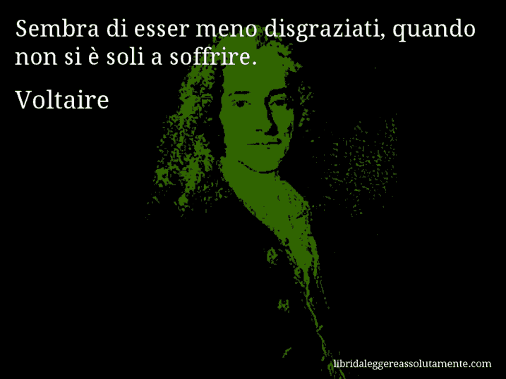 Aforisma di Voltaire : Sembra di esser meno disgraziati, quando non si è soli a soffrire.