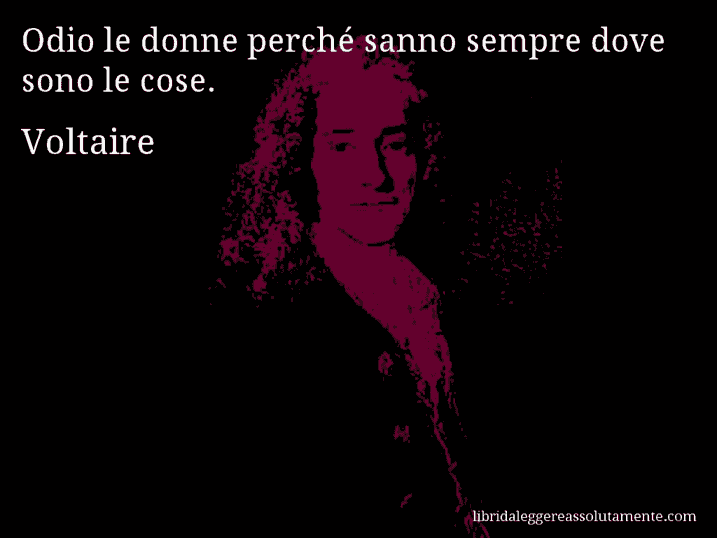 Aforisma di Voltaire : Odio le donne perché sanno sempre dove sono le cose.