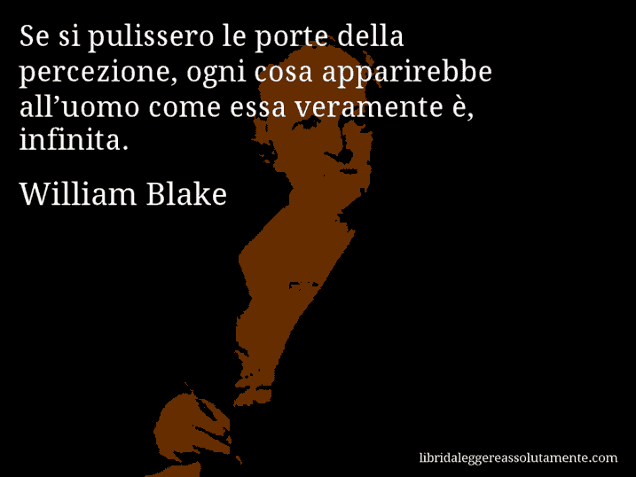 Aforisma di William Blake : Se si pulissero le porte della percezione, ogni cosa apparirebbe all’uomo come essa veramente è, infinita.