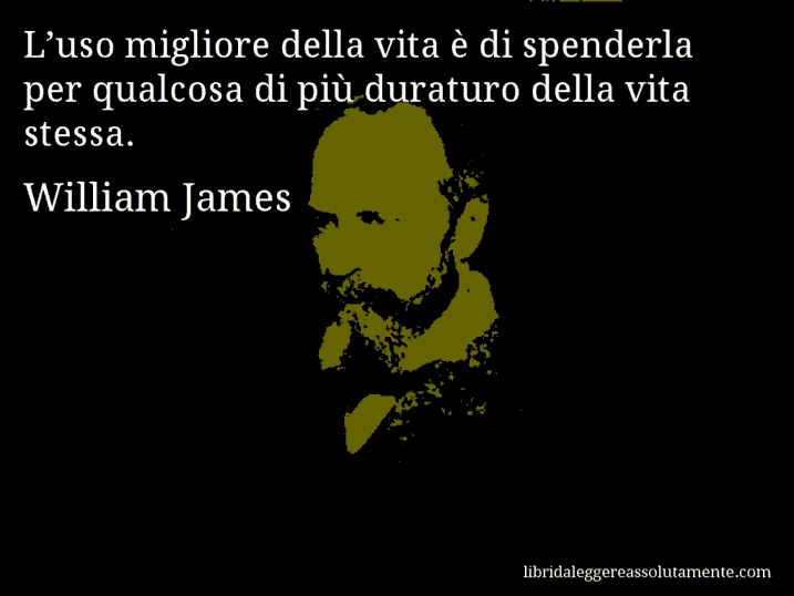 Aforisma di William James : L’uso migliore della vita è di spenderla per qualcosa di più duraturo della vita stessa.