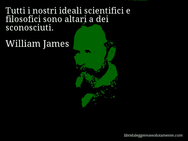 Aforisma di William James : Tutti i nostri ideali scientifici e filosofici sono altari a dei sconosciuti.