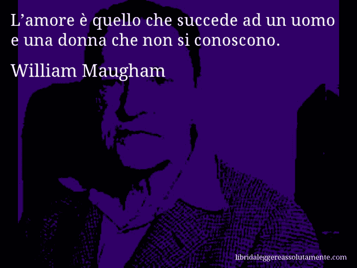 Aforisma di William Maugham : L’amore è quello che succede ad un uomo e una donna che non si conoscono.