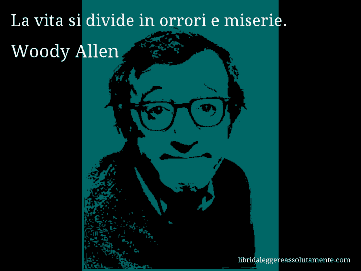 Aforisma di Woody Allen : La vita si divide in orrori e miserie.